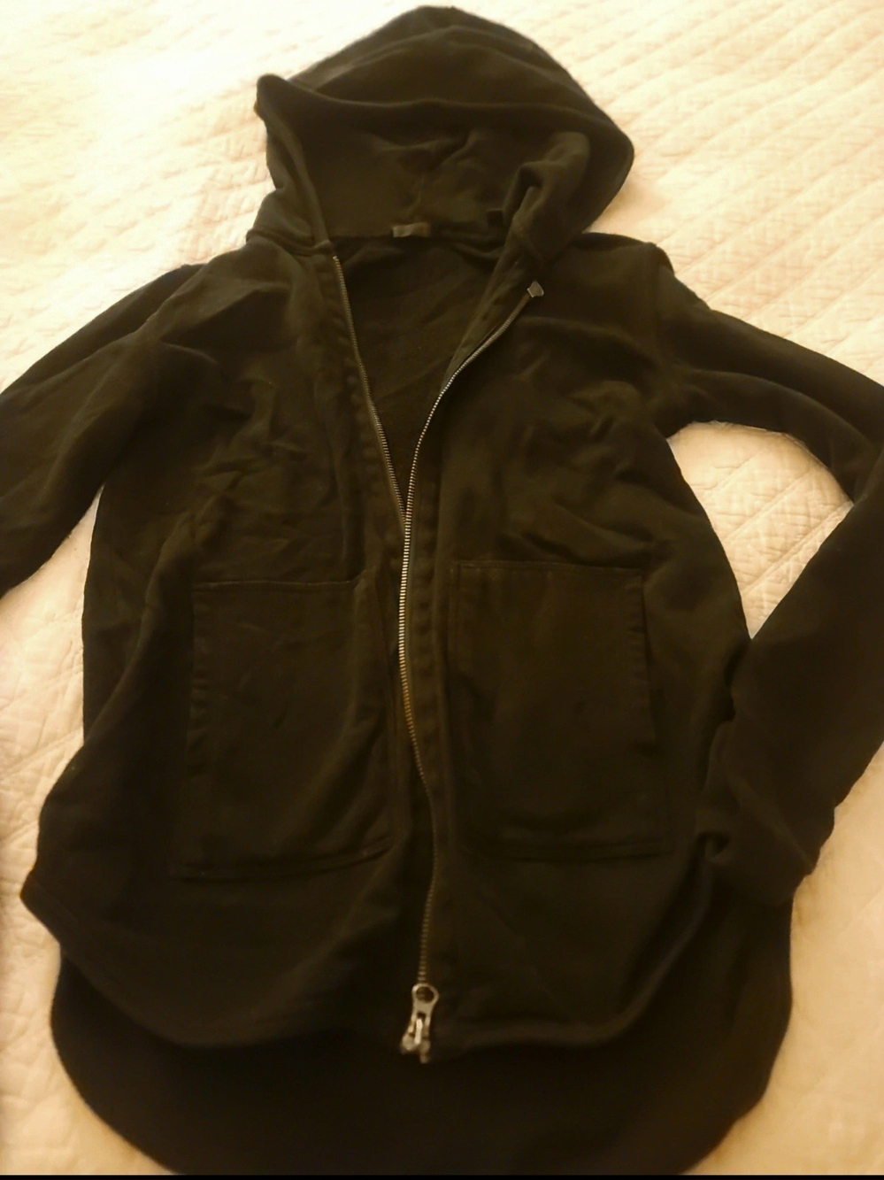 ATM Women's Black Hooded Zip Front Jacket